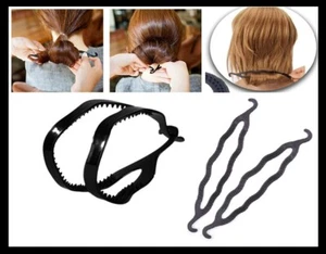 2X Dutt Maker Twister Kunststoff Haar Pferdeschwanz Twist Halter Doppelhaken Magic Roll - Bild 1 von 3