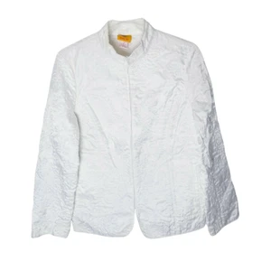 Ruby Rd Jacket Blazer Women Size 10 Ivory Full Zip Embroidered Long Sleeve - Picture 1 of 11