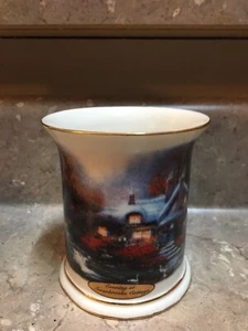 Thomas Kinkade "Evening at Swanbrooke Cottage" 4” Candle Holder Votive Cup - Picture 1 of 6