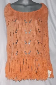 Laura B. Orange Caplet Shawl Poncho Soft Knitted One Size Sm. Med. Lg. Warm New - Picture 1 of 3