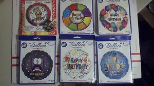LOT OF 24 MYLAR BIRTHDAY BALLOONS 6 TO CHOOSE FROM MIX "N" MATCH SEALED PACKS - Picture 1 of 8
