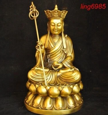 Tibet temple brass tangseng Ksitigarbha jizo Monk Bodhisattva Buddha statue - Image 1 of 4