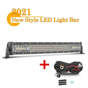 21" LED Work Light Bar Quad/Tri Row Spot Flood Combo Driving OffRoad Truck+Wire - Picture 1 of 12