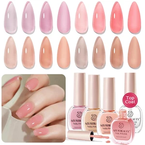 Jelly Nail Polish Set – 4 Sheer Colors, Quick Dry, Vegan, with Top Coat - Picture 1 of 12