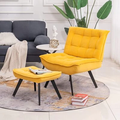 Silla Acento con Terciopelo Otomano Tapizado Salón Ocio Silla Sofá Sillones Foto 1 de 4