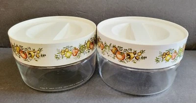 Pyrex Set Of 2 Spice Of Life Round Glass Storage Containers With Lids - Image 1 of 4
