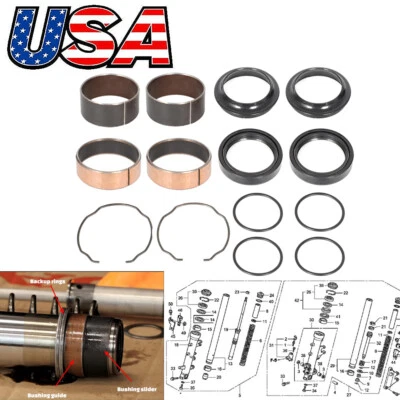 Juego de kit de reconstrucción de cubierta antipolvo sello buje horquilla Goldwing para Honda 2001-2012 GL1800 Foto 1 de 4