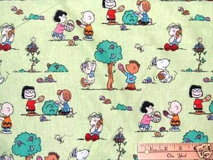 Snoopy Woodstock Peanuts Easter Beagle Egg Hunt Cotton Fabric 30"X 42" #0396 - Picture 1 of 1