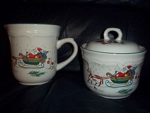 International China Country Christmas Creamer Sugar Bowl New - Picture 1 of 5