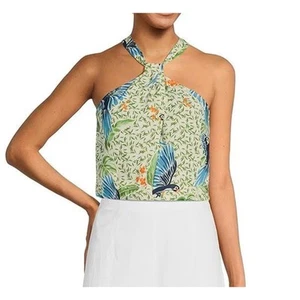 NWT Alex Marie Harper Tank Top Emerald Shores Bird Print Halter Blouse Size XL - Picture 1 of 5