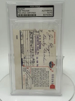 Joe Frazier Autographed Receipt from 1975 PSA / DNA Authenticated - Image 1 of 3