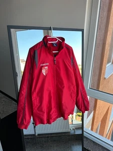 Vintage Macron FC Sion Training Jacket Red Black Trim Size L 00s - Picture 1 of 11