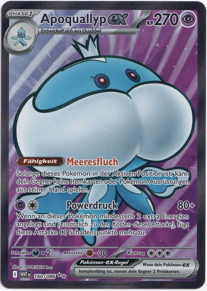 Pokémon Apoquallyp ex Full Art Weiße Flammen 160/086 NM Deutsch - Bild 1 von 1