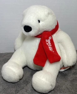Coca-Cola Polar Bear Plush W/ Red Scarf Stuffed Animal Collectible - Picture 1 of 8