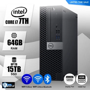 DELL Desktop Computer PC i7 7th,Up to 64GB RAM,17TB SSD HDD, Windows 10/11, WiFi - Picture 1 of 5