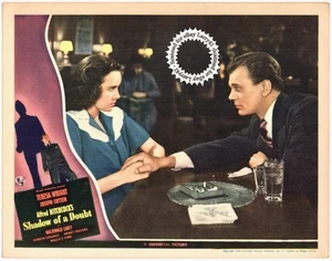 HITCHCOCK, Teresa WRIGHT, Joseph COTTEN Lobby Card SHADOW OF A ZWEIFEL (1943) MINT - Bild 1 von 2