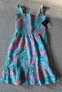 NEW! GYMBOREE Girls Floral Sundress Turquoise Pink Sz 8 - Picture 1 of 5