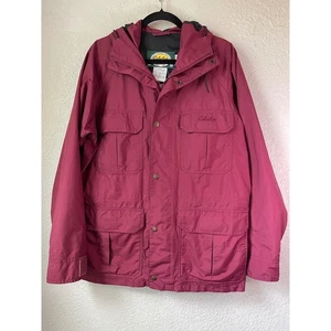80s/90s Vintage Cabela's Gore-Tex Jacket Hooded Burgundy Outdoor Gear Parka - Picture 1 of 6