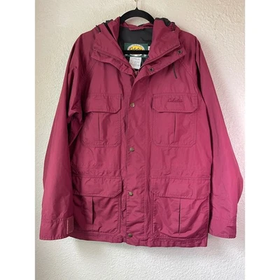 80s/90s Vintage Cabela's Gore-Tex Jacket Hooded Burgundy Outdoor Gear Parka - Image 1 of 4