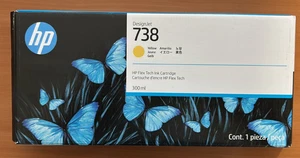 HP 738 Cartouche d'encre jaune jaune 676M8A 300 ml pour DesignJet T850 série 36 pouces - Photo 1/2
