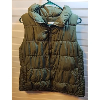 Chaleco acolchado verde oliva azul marino antiguo para mujer talla LG chaqueta forrada de lana sin mangas Foto 1 de 4