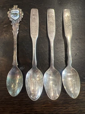 Lote de 4 cucharas de recuerdo canadienses coleccionables con diseños grabados/esmaltados Foto 1 de 4