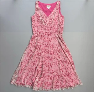 Vestido Talbots Mujer 10 Rosa Seda Imperio Cintura Midi Romántico Hada Cottagecore - Imagen 1 de 12
