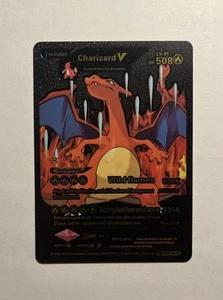 Pokemon Charizard V Evolution 508 HP SMP 26-43 LV 91 Black Foil Fan Art  - Picture 1 of 2