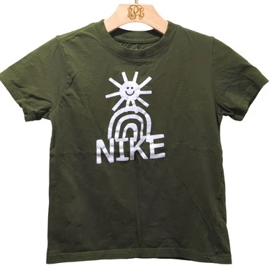 Nike Sportswear The Nike Tee Boys Size M Olive Green Sun Rainbow Kids T-Shirt - Image 1 of 4