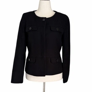 Talbots Classic Shetland Tailored Cotton Blazer Jacket Gr. 10 schwarz gefütterte Karriere - Bild 1 von 10