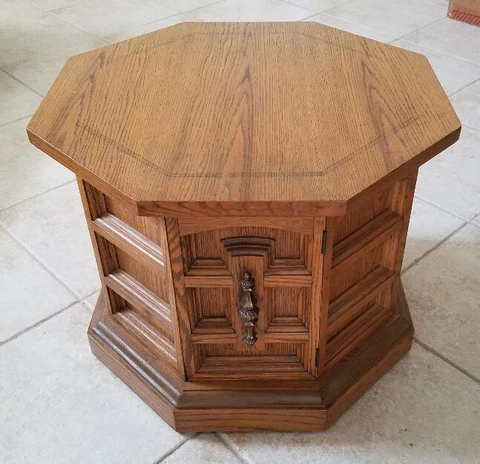 Beautiful Solid Wood Octagon Coffee / End Table, Metal Handle Opens LOCAL PICKUP Cover