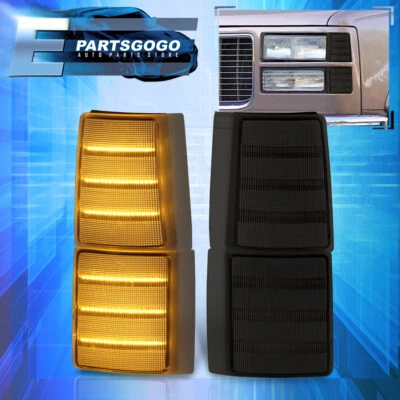 For 94-00 GMC C/K 1500 2500 3500 Truck Smoke Sequential LED Corner Lights Lamps - Image 1 of 4