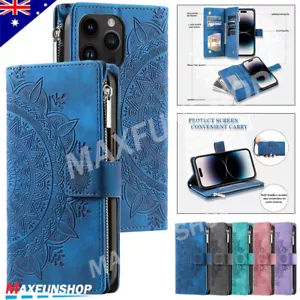 For iPhone 16 15 14 13 12 11 Plus Pro Max XS SE/8 Case Leather Wallet Flip Cover - Picture 1 of 28
