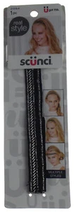Scunci Headband Black Silver Beads Bling Gems Stretch Dressy Elastic Xmas Gift - Picture 1 of 2