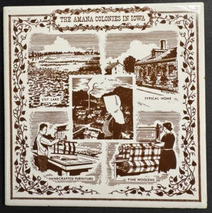 Amana Kolonien Iowa IA Urlaub Reise Souvenir Keramikfliese Trivit Wandbehang - Bild 1 von 2