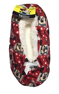 Disney Minnie Mouse Girls Fuzzy Slipper Socks Size M/L NEW - Picture 1 of 1