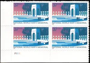 US Stamp #3862 - 2004 37¢ National WWII Memorial, EzGrade™ VG/F, MNH (Blk of 4) - Picture 1 of 3