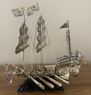 Antique Silver Model Chinese War Junk Boat
