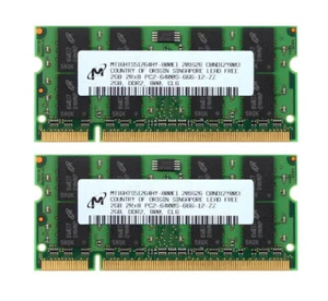 Micron 4GB 2x2GB RAM PC2-6400S DDR2 800MHz 200Pin NON-ECC SODIMM Laptop Memory-^ - Picture 1 of 9