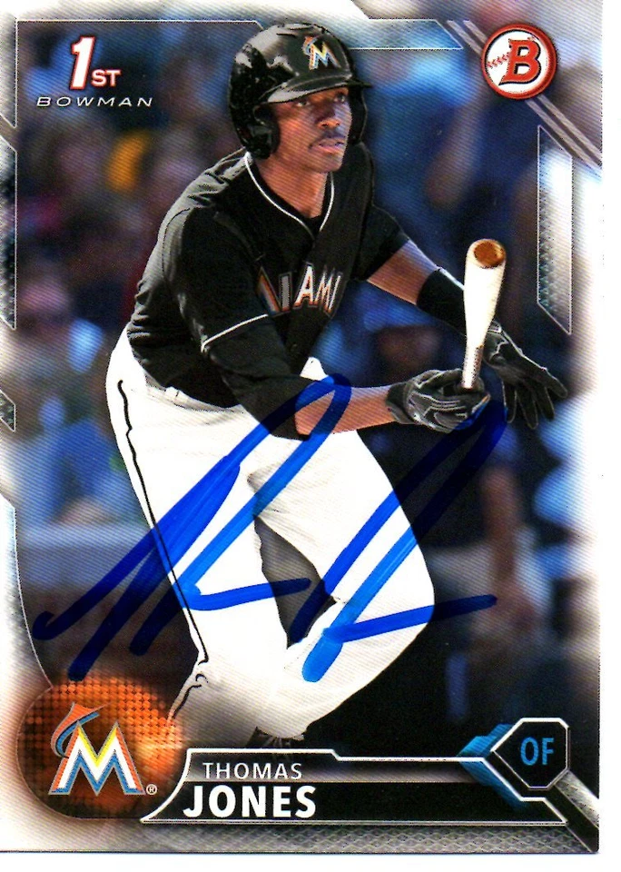 Thomas Jones Miami Marlins 2016 Bowman Rookie Signed Card - Image 1 of 1