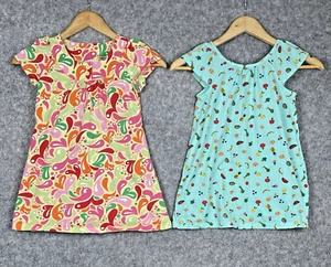 Hanna Andersson Lot of 2 Girls Colorful Summer Dresses Size 110 5/6 Cotton Play - Picture 1 of 10