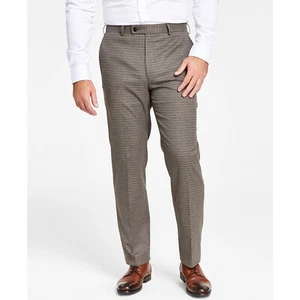 Lauren Ralph Lauren Mens Classic-Fit Stretch Check Dress Pants brown 36x34 B4HP - Picture 1 of 5