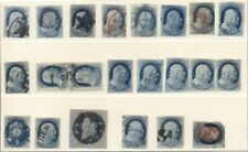 FANCY CANCELS, 1851-61, #9/24, 1¢ blue, 19 total items, incl. pair & strip