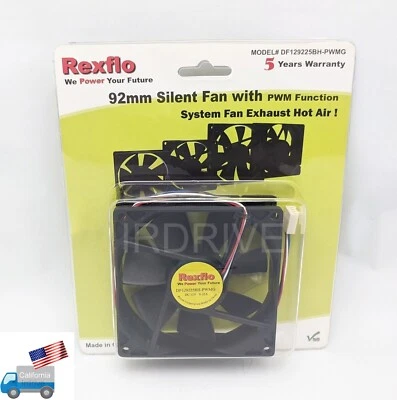 New RETAIL 92mm 12V 3/4pin PWM 2 Ball Bearing Case Cooling Fan, PC System Cooler - Image 1 of 4