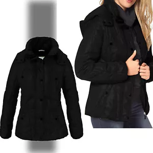 warm wattierte Winterjacke Kapuze Gr.38 SCHWARZ STEPPJACKE JACKE MARKE - Bild 1 von 4