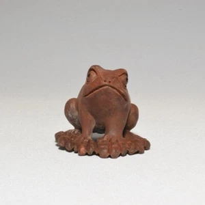 Japanese Handmade wooden Netsuke Statue Collectible Netuke Frog Ojime F/S - Picture 1 of 8