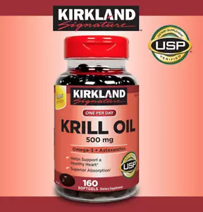 Kirkland Signature Krill Oil 500 mg, Omega-3 Fatty Acids 160 Softgels - Picture 1 of 2