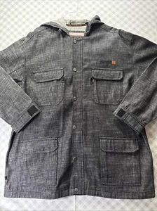 Vintage Phat Farm Sports Utility Garments Hooded Zip Up Black Denim Jacket XL - Picture 1 of 12