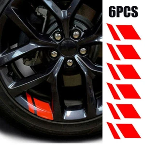 6Pcs Reflective Red Motorcycle Car Wheel Rim Vinyl Decal Sticker For 16" - 21'' - Picture 1 of 13