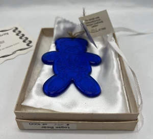 Vtg Fenton Ornament Memories In Glass Logan Bear Cobalt Blue Limited Ed. #294 - Picture 1 of 8